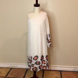 One Shoulder Dress with Leopard Detail